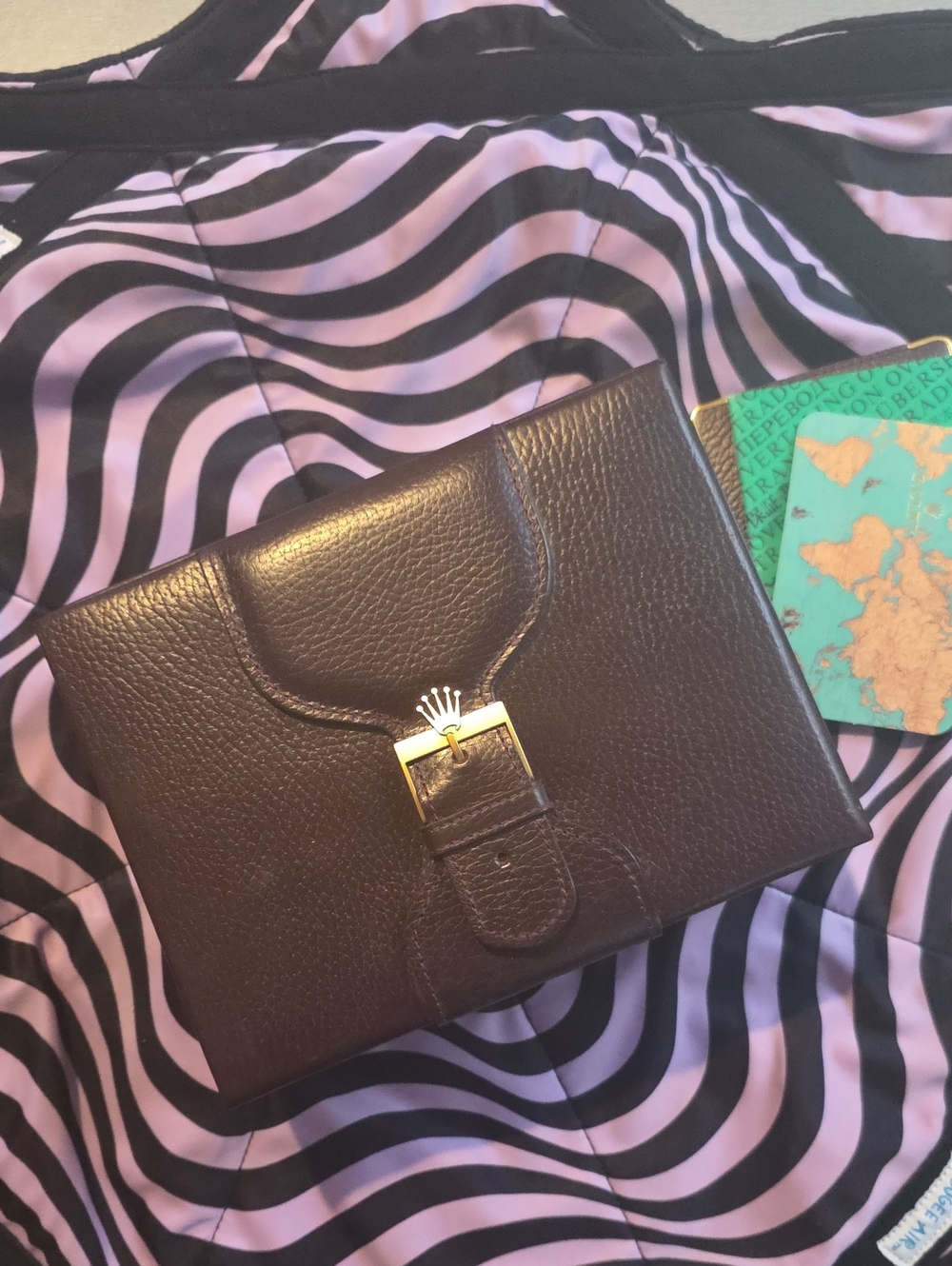 Rolex Brown Leather Case with Gold Lettering With Card Holder and Certificate - Picture 9 of 10